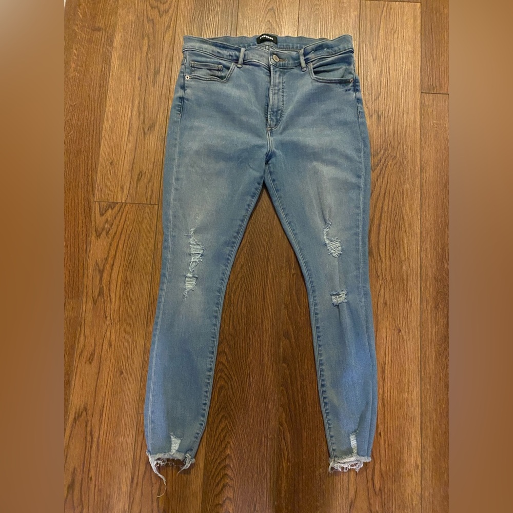 Express High Rise Distressed Skinny Jeans